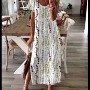 NWT Bohemian Print Casual Maxi Dress Oversized